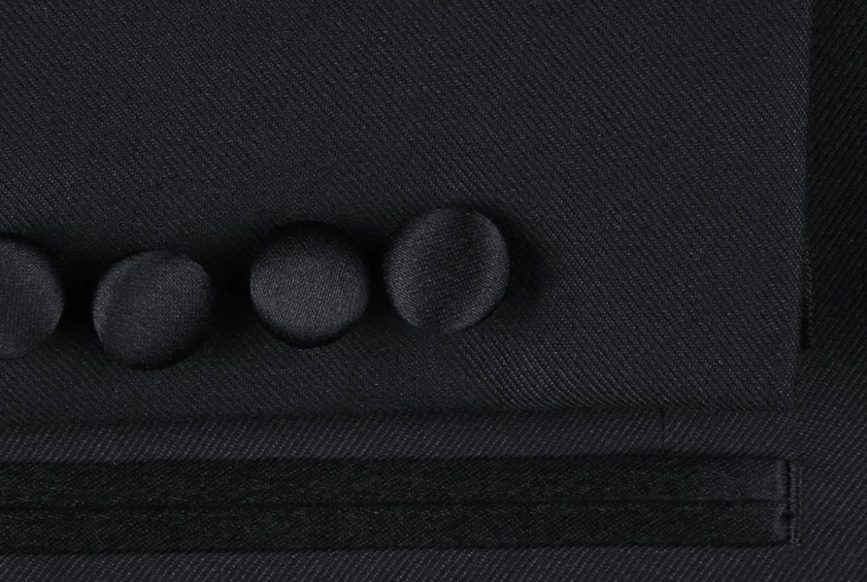 100% Wool Black Tuxedo Notch Lapel Slim Fit or Modern Classic