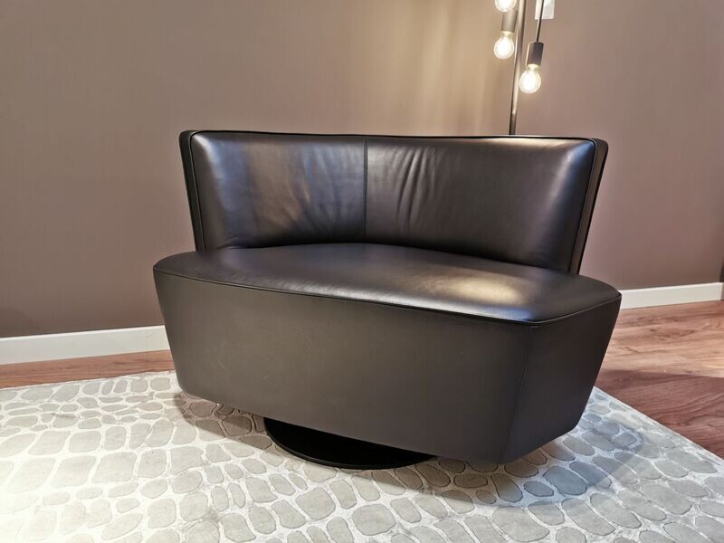 Walter Knoll Sessel Drift Armlehne Links, Leder Schwarz, drehbar.