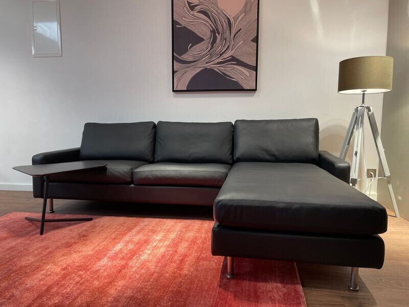 COR Conseta mit Recamiere, Leder, schwarz,  w. NEU!