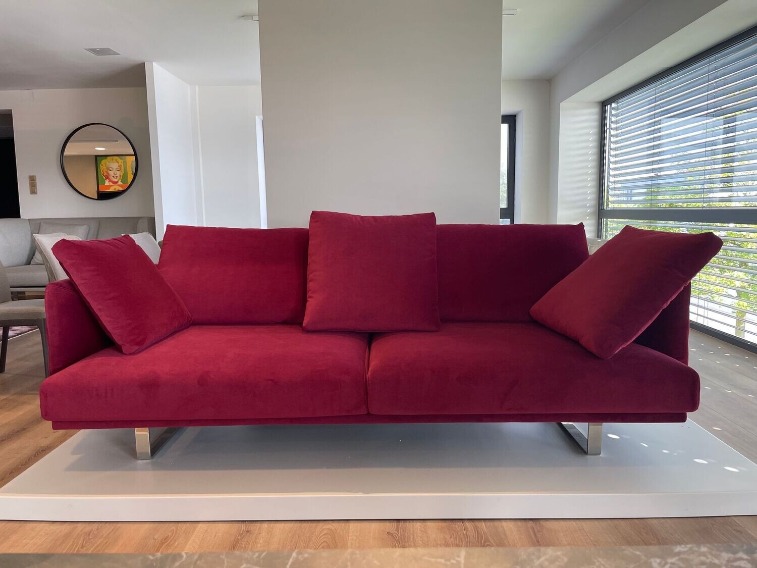 PG22 Sofa, Modell PG SYSTEMS, Samt, Rot, Neu!
