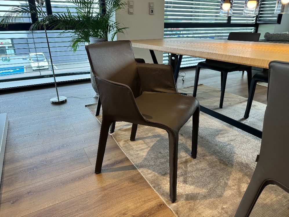 Walter Knoll Stuhl Modell Gio in Leder Grau