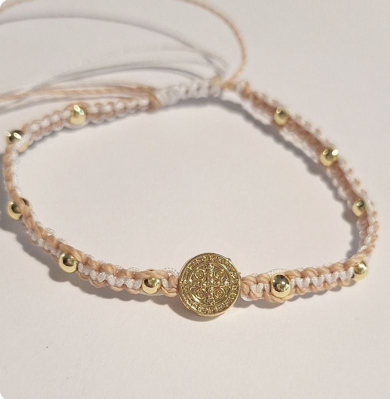 Pulsera San Benito Baño de Oro Natural