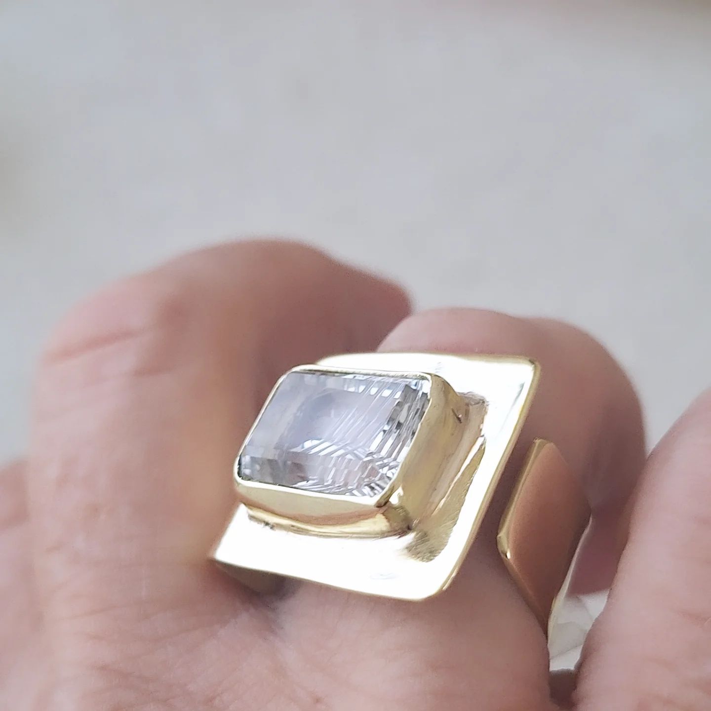 Anillo Bronce y Moissanita Rectangle