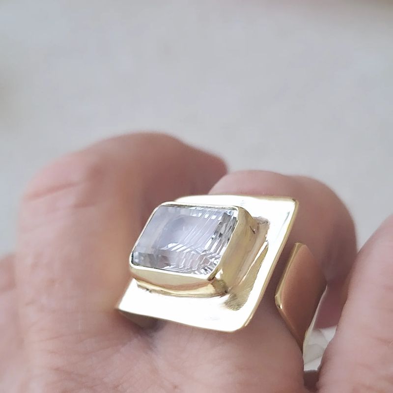 Anillo Bronce y Moissanita Rectangle