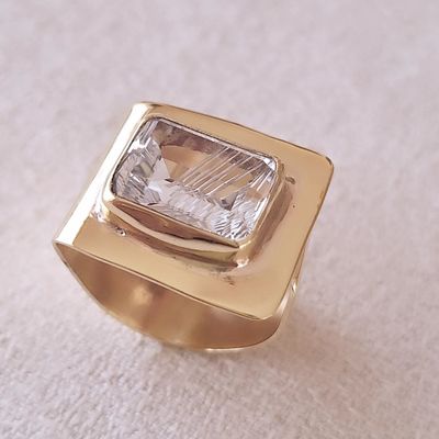 Anillo Bronce y Moissanita Rectangle