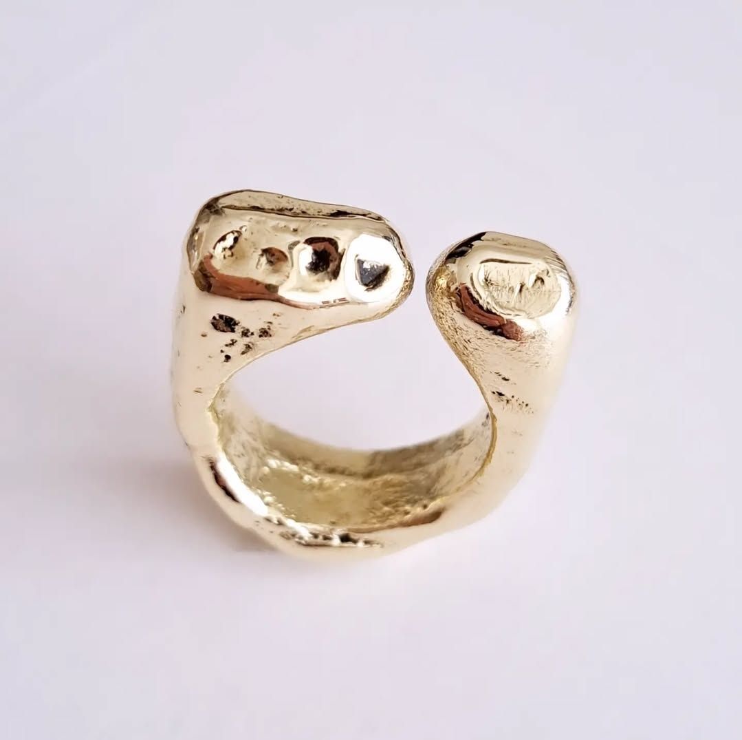 Anillo Cut Orgánico Bronce Macizo