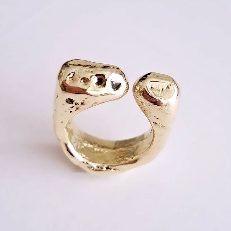 Anillo Cut Orgánico Bronce Macizo