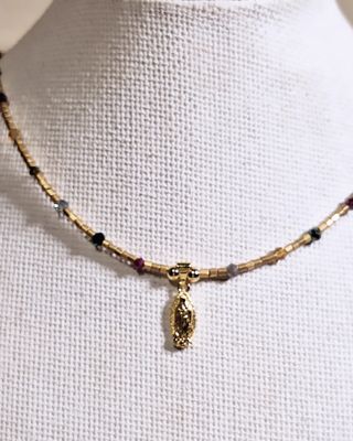 Collar Guadalupe Baño de Oro y Canutillos