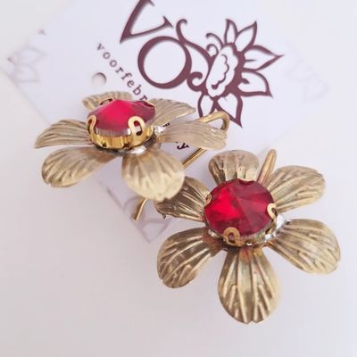 Caravanas Glow Flower Rojo