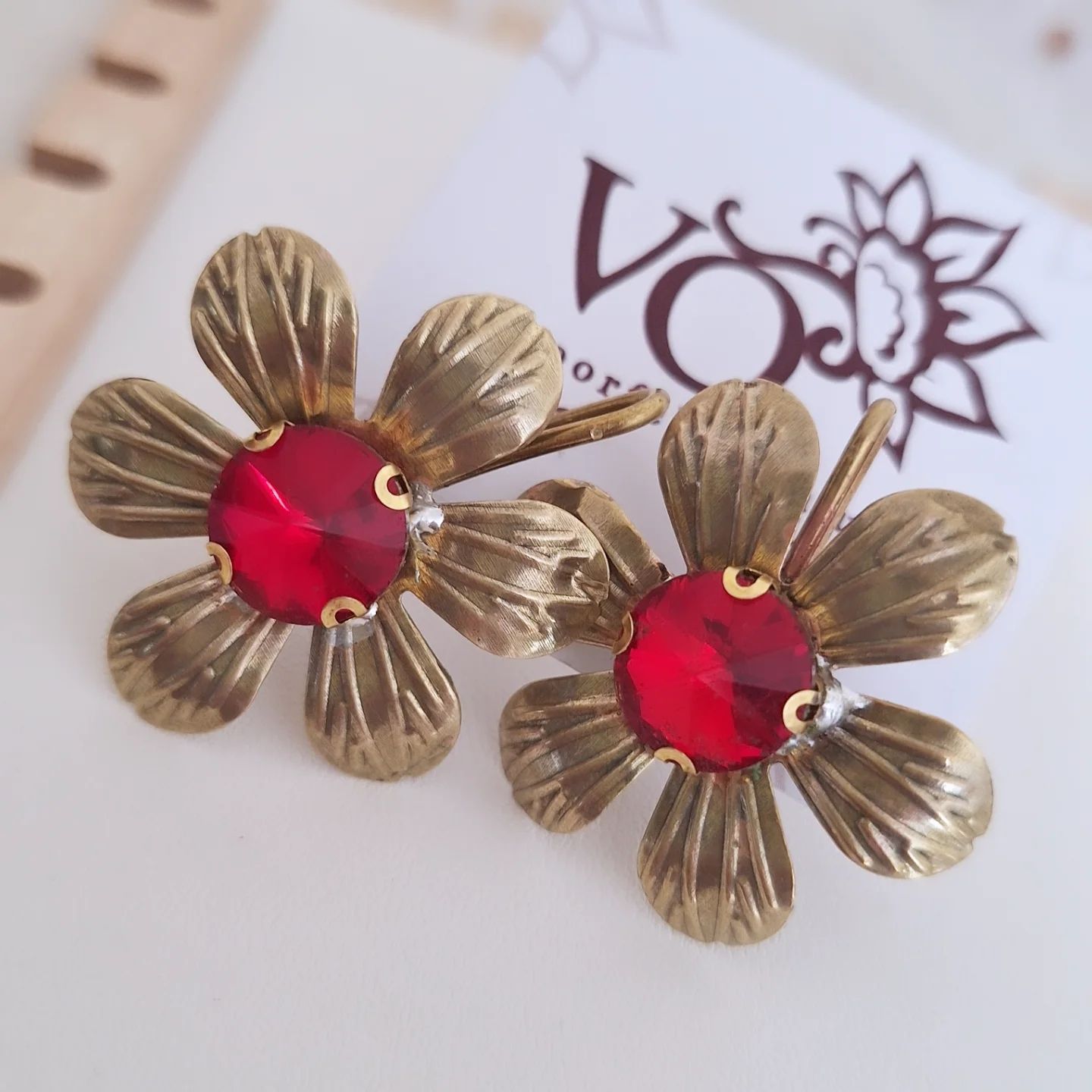 Caravanas Glow Flower Rojo