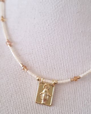 Collar Milagrosa Baño de Oro Cristal