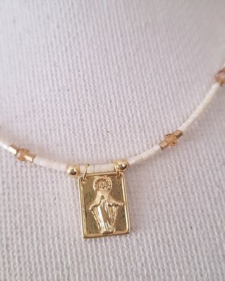 Collar Milagrosa Baño de Oro Cristal