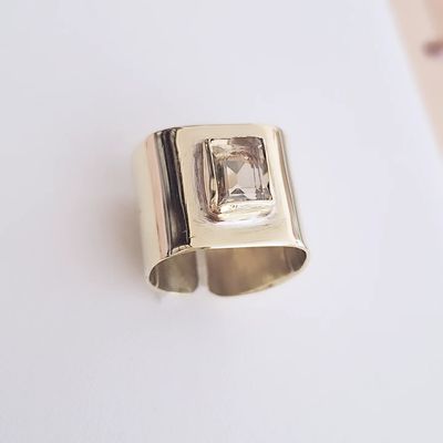 Anillo Bronce y Citrino Rectangle