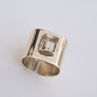 Anillo Bronce y Citrino Rectangle