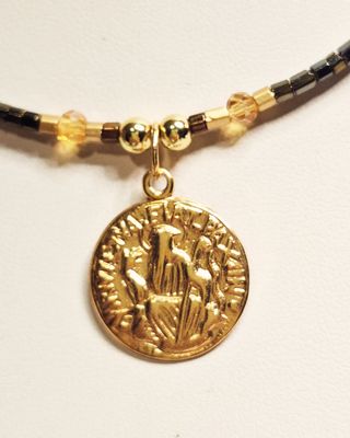 Collar San Benito Antiguo Baño de Oro y Canutillos