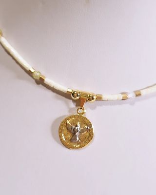 Collar Espíritu Santo Baño de Oro y canutillo con Circonias