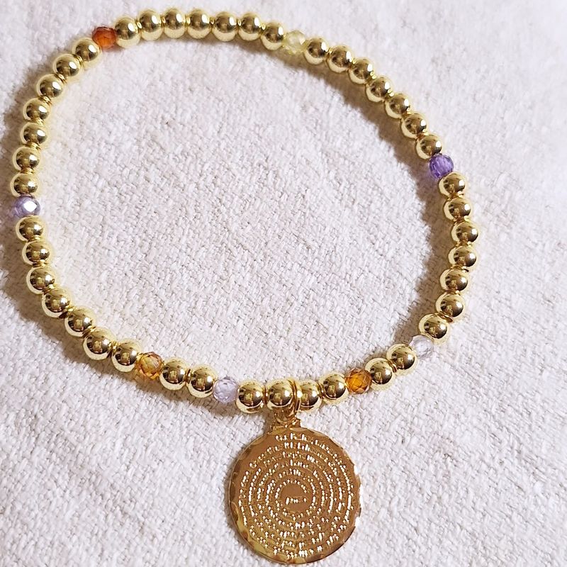 Pulsera Padre Nuestro Baño de Oro y Circonias