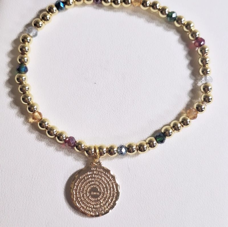 Pulsera Padre Nuestro Baño de oro y Cristales