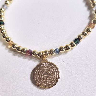 Pulsera Padre Nuestro Baño de oro y Cristales