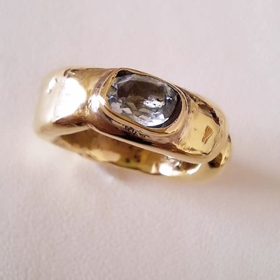 Anillo Orgánico Bronce y Aguamarina