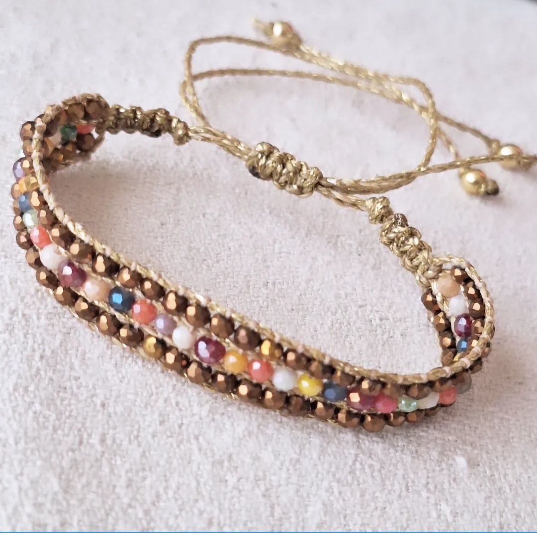 Pulsera Loom Oro y Multicolor