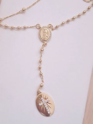 Mini Rosario Baño de Oro y Circonias