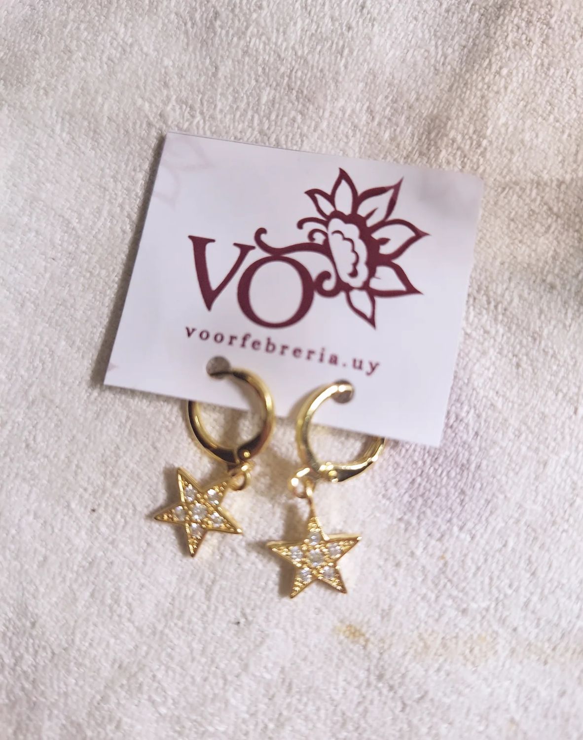 Caravanas Stars baño de Oro y Circonias