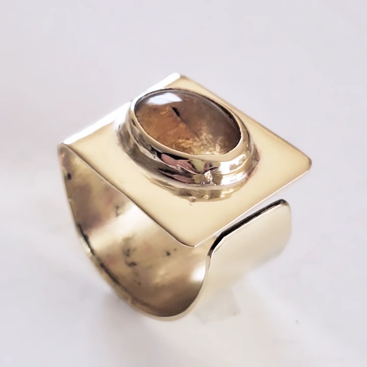 Anillo Suspendido VO Citrino en Bronce