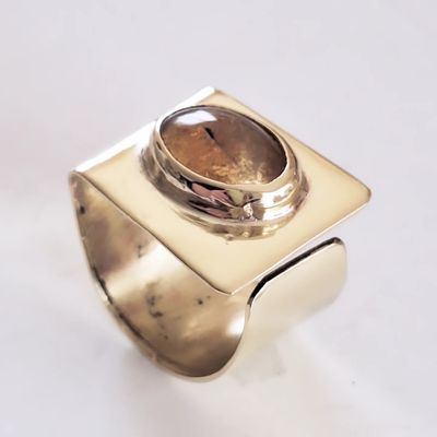 Anillo Suspendido VO Citrino en Bronce