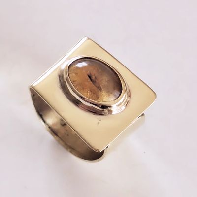 Anillo Suspendido VO Citrino en Bronce