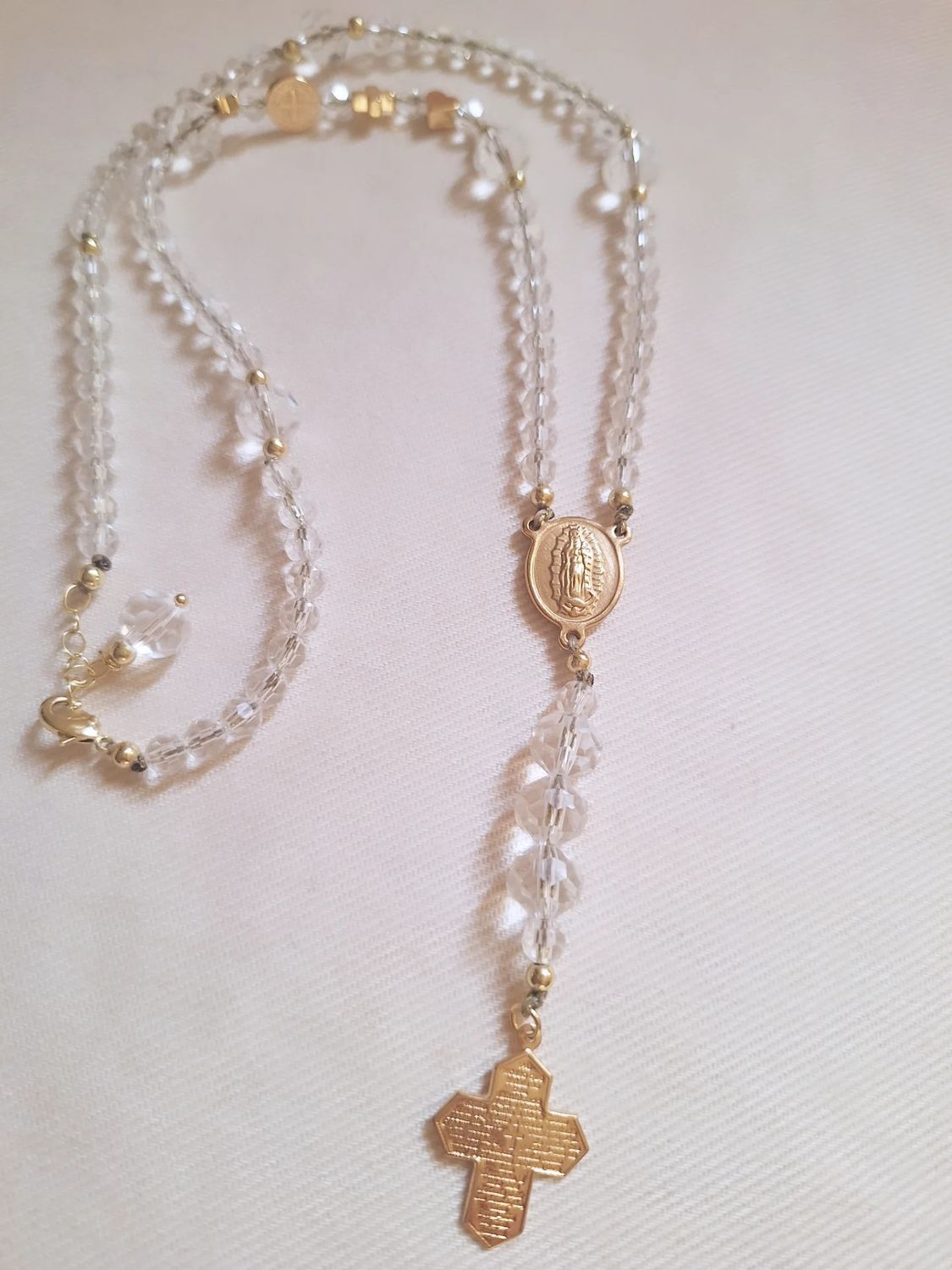 Collar Rosario Cristal y Baño de Oro