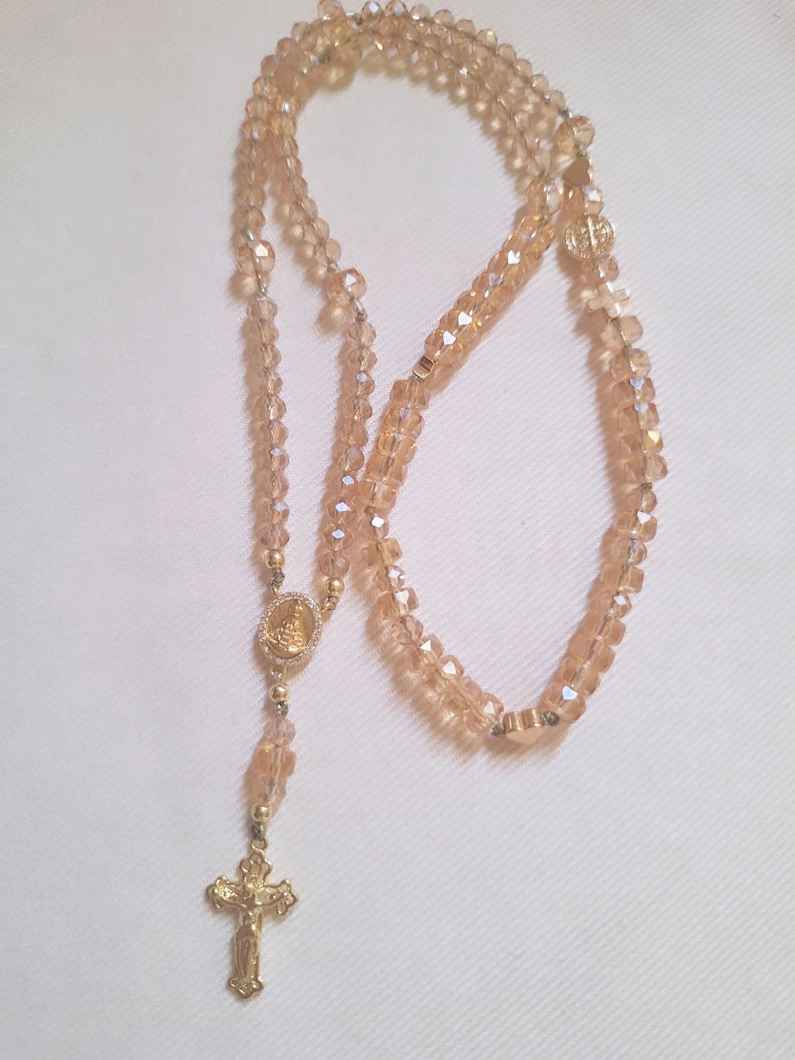 Collar Rosario Cristal baño de Oro