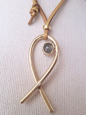 Collar Pez Christ Bronce y Aguamarina