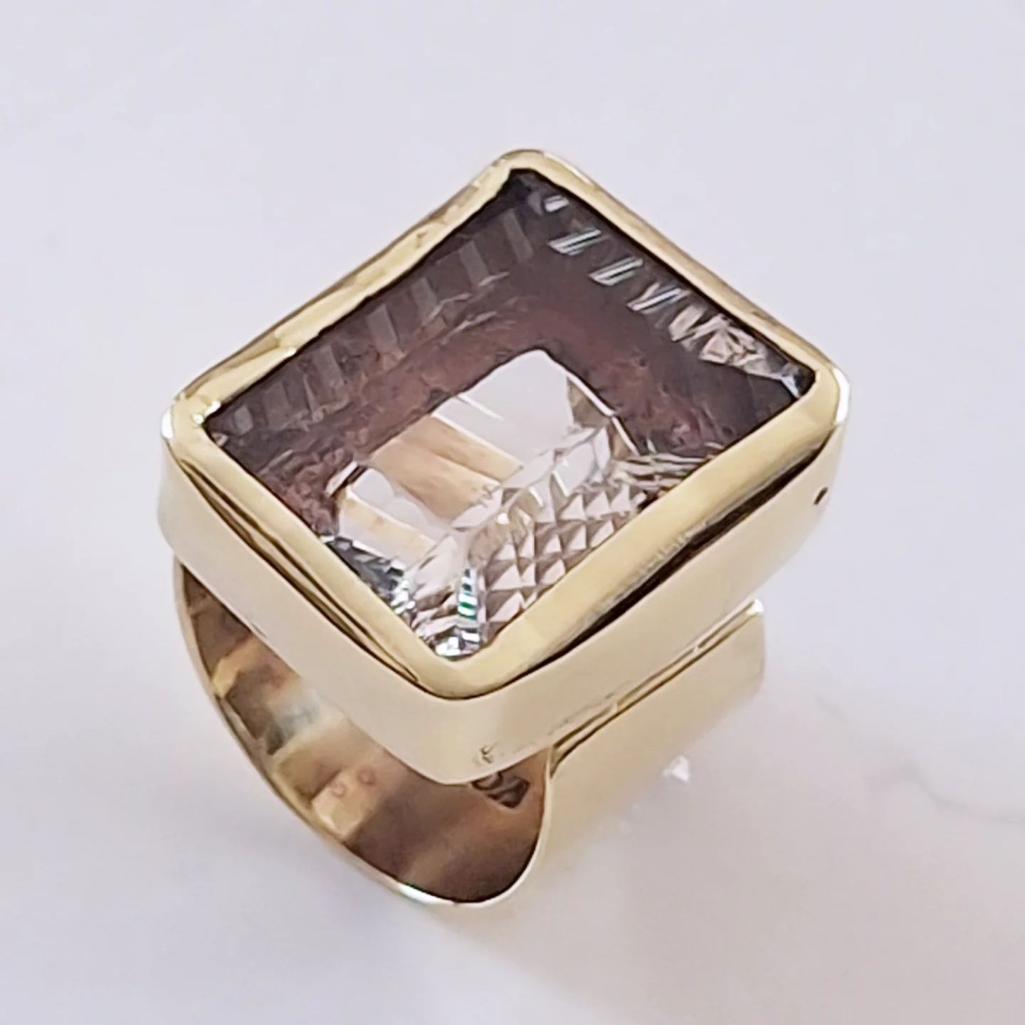 Anillo Bronce y Moissanita Ajustable