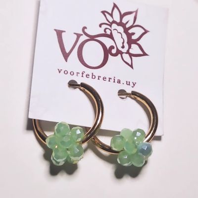 Caravanas Berries Verde Agua Acero y Cristal