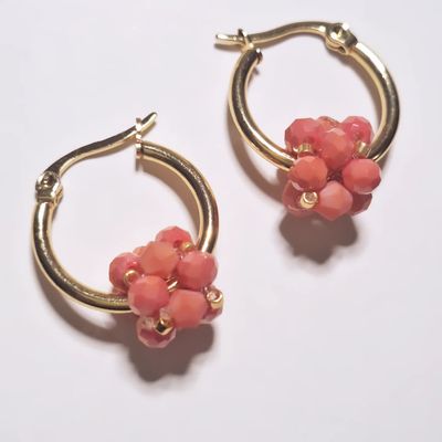 Caravanas Berries Cristal Coral Acero