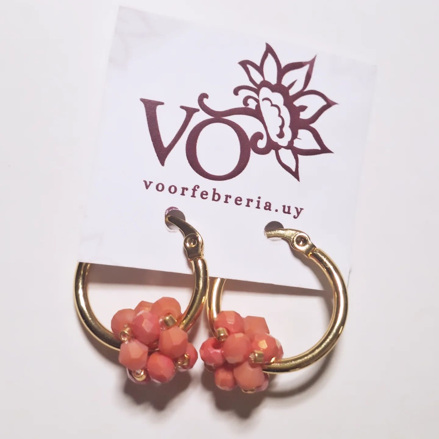 Caravanas Berries Cristal Coral Acero