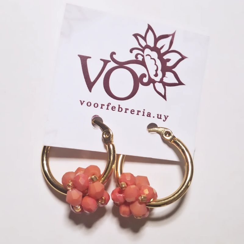 Caravanas Berries Cristal Coral Acero