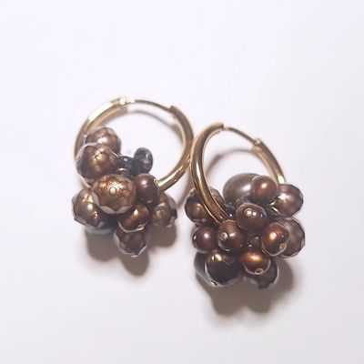 Caravanas Berries Perlas de Río Marrón