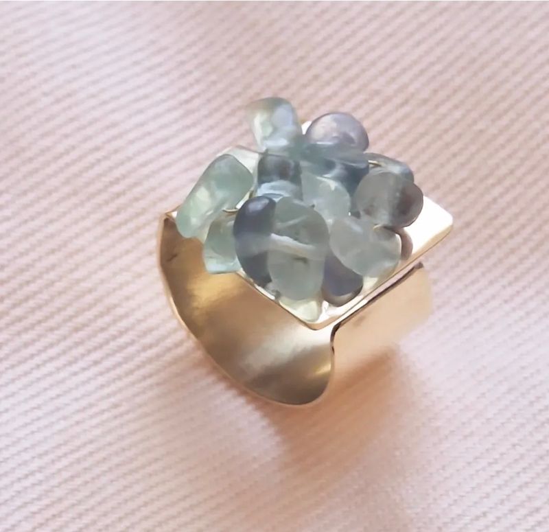 Anillo Bronce y Aguamarina