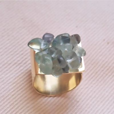 Anillo Bronce y Aguamarina