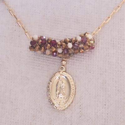 Collar Guadalupe baño de Oro y Cristales