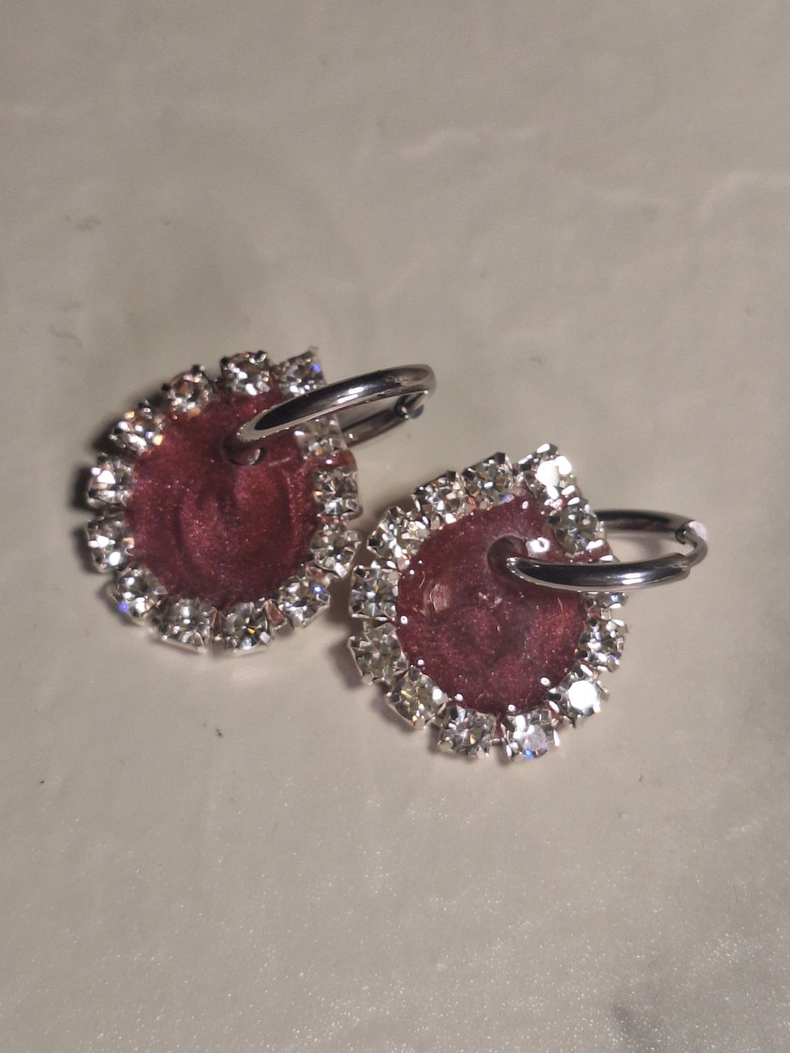 Caravanas Amelia Wine drop Plata