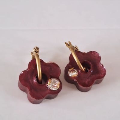 Caravanas Amelia Flower borra de Vino