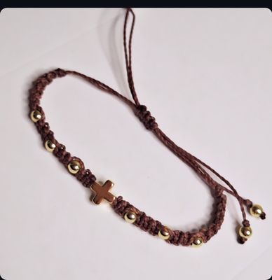 Pulsera Friendship cruz Baño de Oro