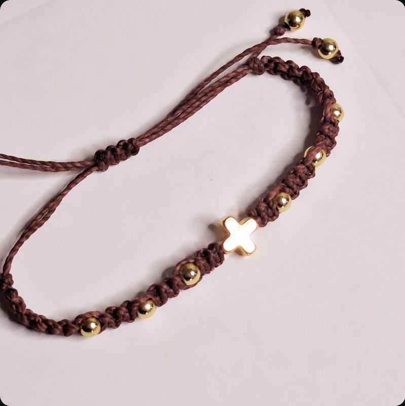 Pulsera Friendship cruz Baño de Oro