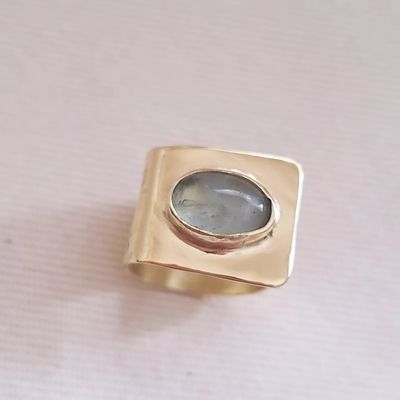 Anillo VO Suspendido Bronce y Aguamarina