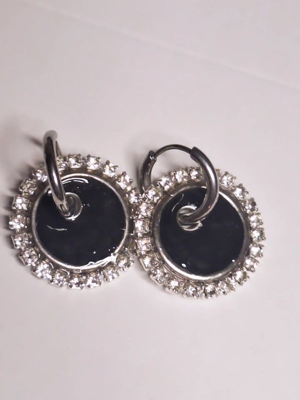 Caravanas Amelia Glow Negro Plata