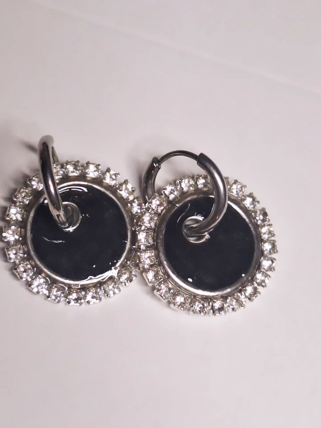 Caravanas Amelia Glow Negro Plata