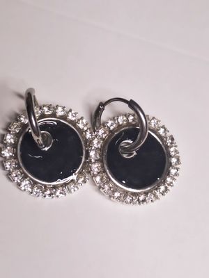 Caravanas Amelia Glow Negro Plata